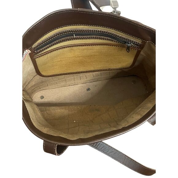 Vintage Dooney & Bourke Women's Croc Embossed Leather Tote Shoulder Bag Brown - Picture 5 of 11